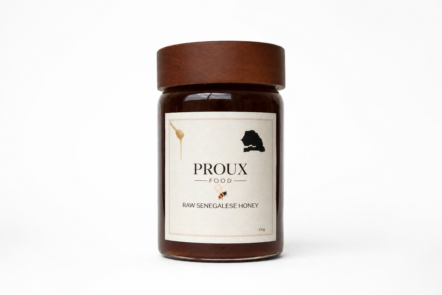 PROUX Raw Senegalese Honey 330g – Unfiltered Dark, Raw Honey – Natural & Additive Free – Single Origin West African – Premium Glass Jar