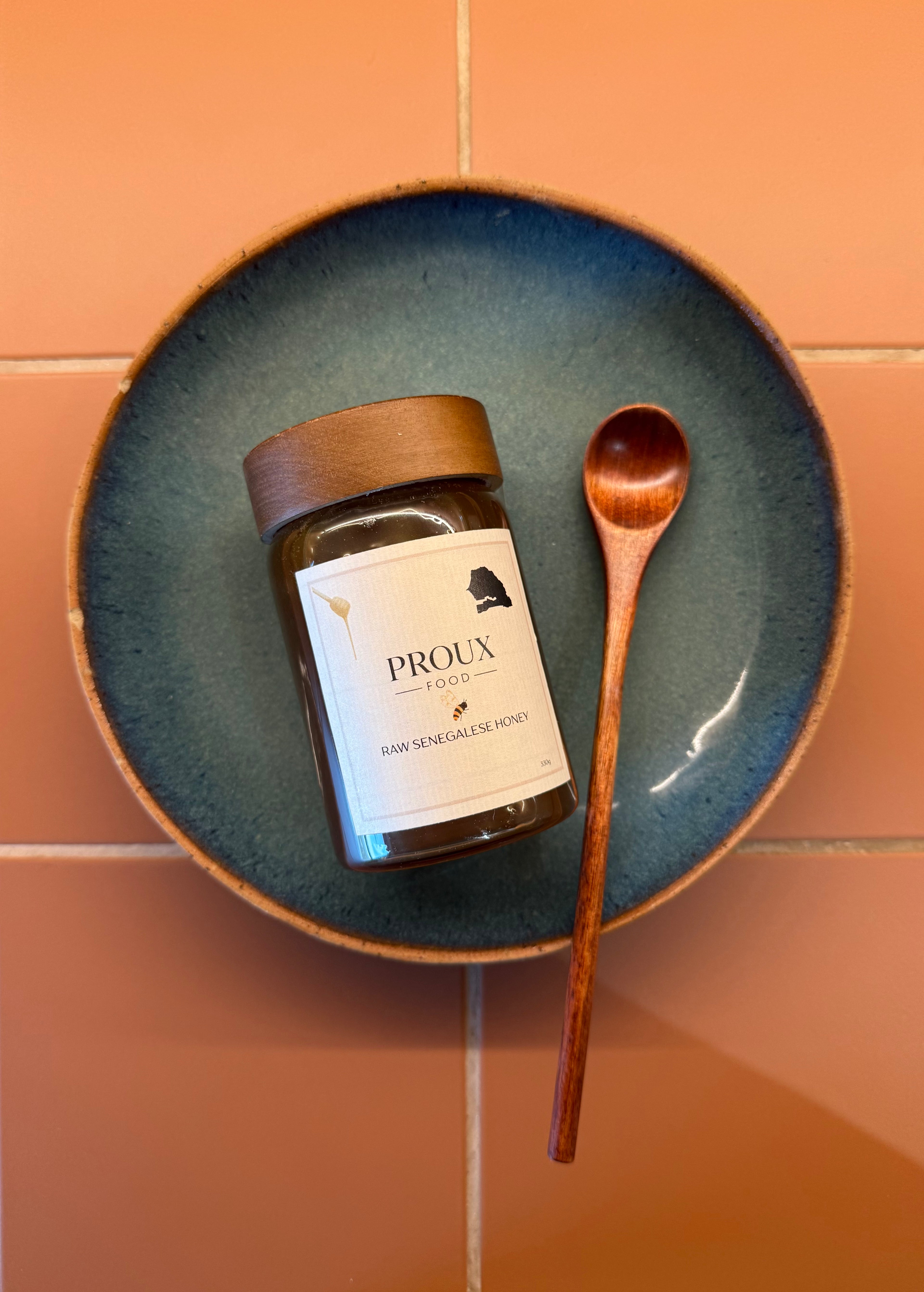 PROUX Raw Senegalese Honey 330g – Unfiltered Dark, Raw Honey – Natural & Additive Free – Single Origin West African – Premium Glass Jar